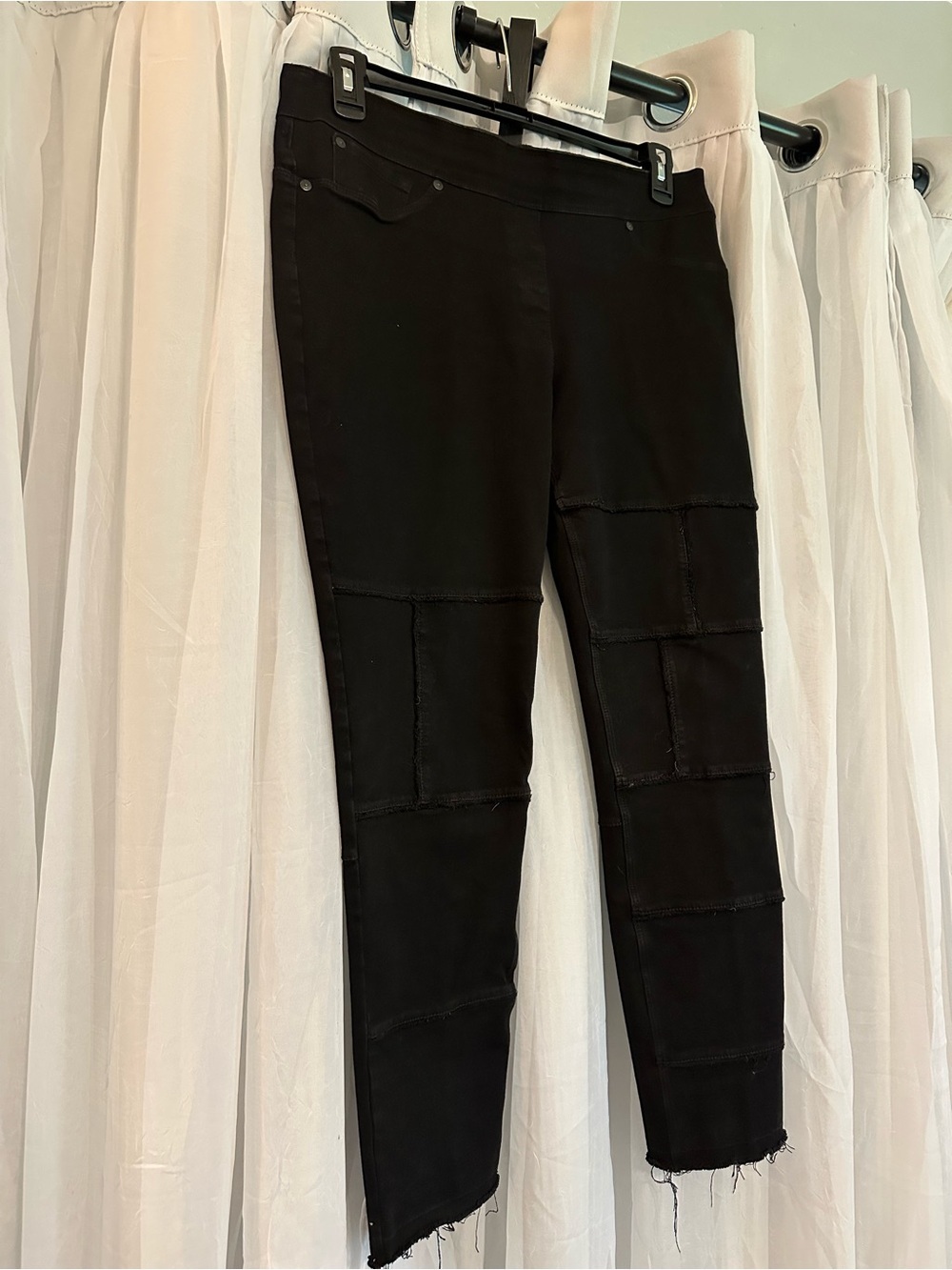Luxe Jeans Black Women's High Rise Patch Detail Skinny Jeans